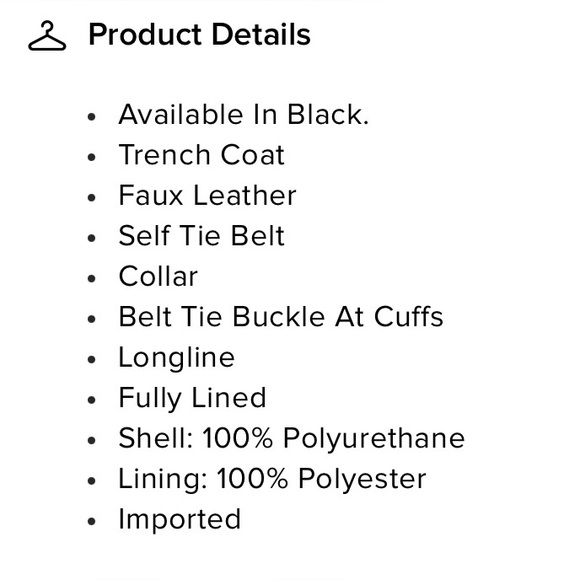 Black Faux Leather Trench Coat - Picture 10 of 10